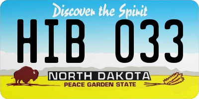 ND license plate HIB033