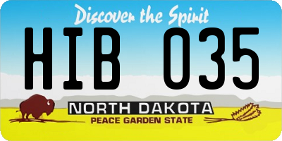 ND license plate HIB035