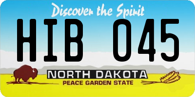 ND license plate HIB045
