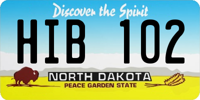 ND license plate HIB102