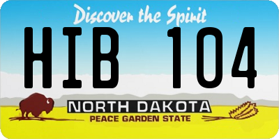 ND license plate HIB104