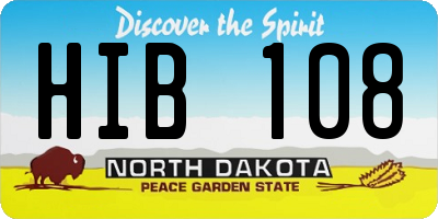 ND license plate HIB108