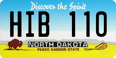 ND license plate HIB110