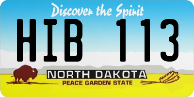 ND license plate HIB113