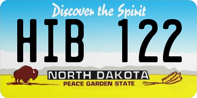 ND license plate HIB122