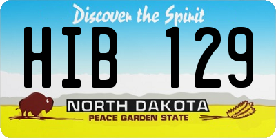 ND license plate HIB129
