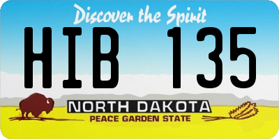 ND license plate HIB135