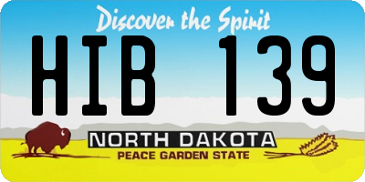 ND license plate HIB139