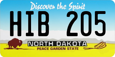 ND license plate HIB205
