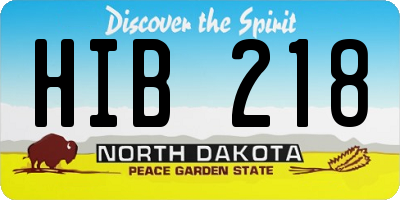 ND license plate HIB218