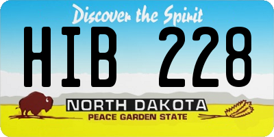 ND license plate HIB228