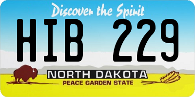 ND license plate HIB229