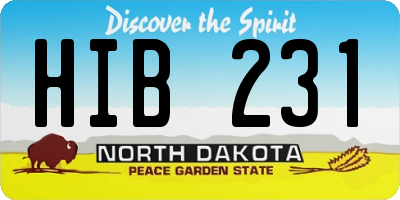 ND license plate HIB231