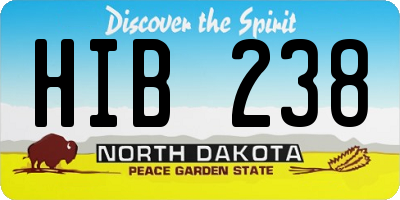 ND license plate HIB238