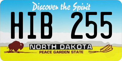 ND license plate HIB255
