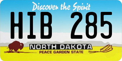 ND license plate HIB285