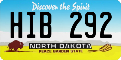 ND license plate HIB292