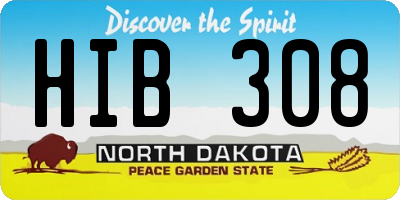 ND license plate HIB308