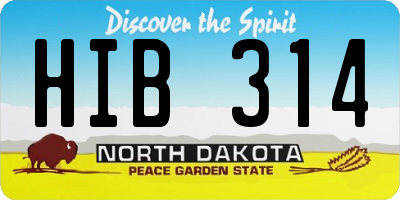 ND license plate HIB314