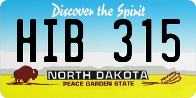 ND license plate HIB315