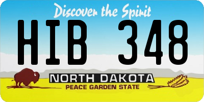ND license plate HIB348