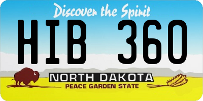 ND license plate HIB360