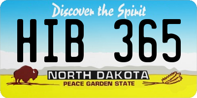 ND license plate HIB365
