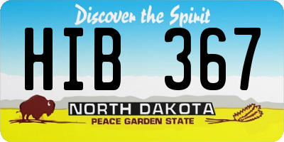 ND license plate HIB367