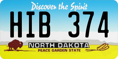 ND license plate HIB374
