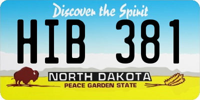 ND license plate HIB381