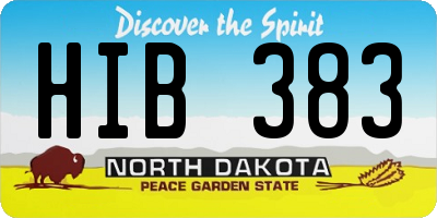 ND license plate HIB383