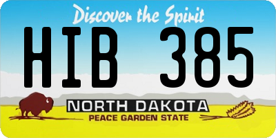 ND license plate HIB385