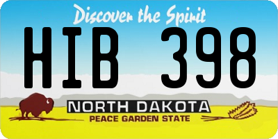ND license plate HIB398
