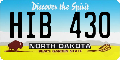 ND license plate HIB430