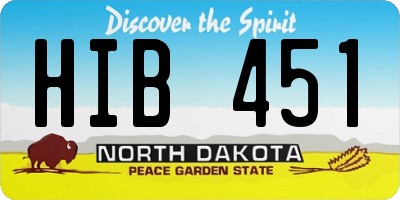 ND license plate HIB451