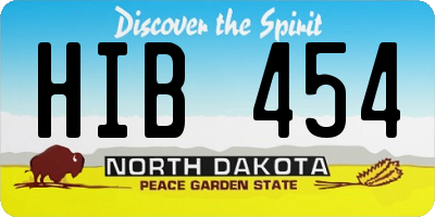 ND license plate HIB454