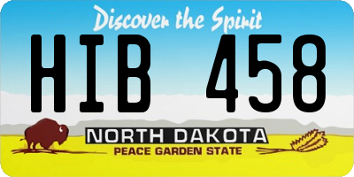ND license plate HIB458