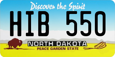 ND license plate HIB550