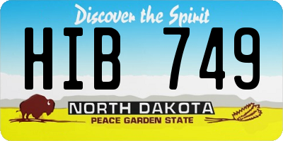 ND license plate HIB749