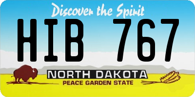 ND license plate HIB767
