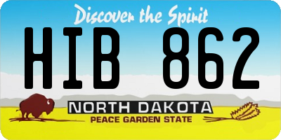 ND license plate HIB862