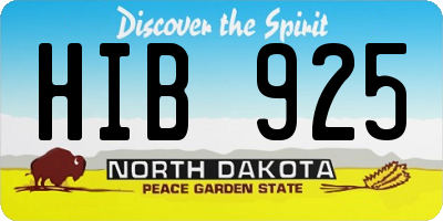 ND license plate HIB925