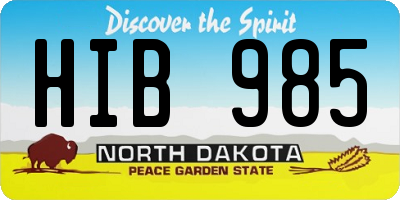 ND license plate HIB985