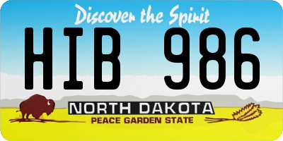ND license plate HIB986