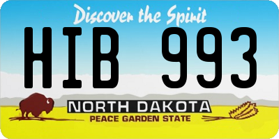 ND license plate HIB993