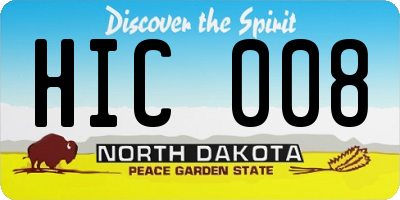 ND license plate HIC008