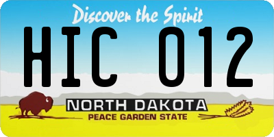 ND license plate HIC012