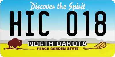 ND license plate HIC018