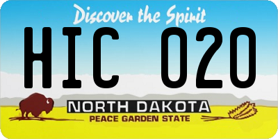 ND license plate HIC020
