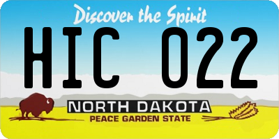 ND license plate HIC022